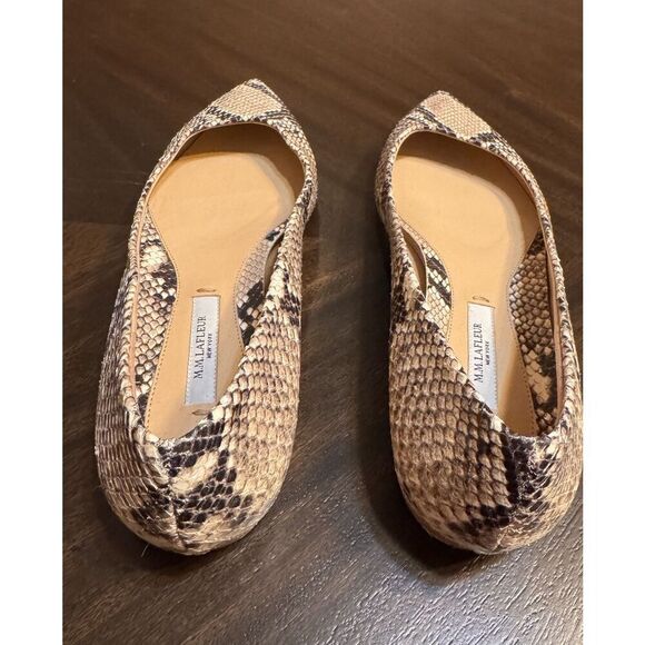 MM Lafleur Rowan‎ Embossed Snakeskin Flats NWOB New Women's 35 Italian Leather - Picture 11 of 12